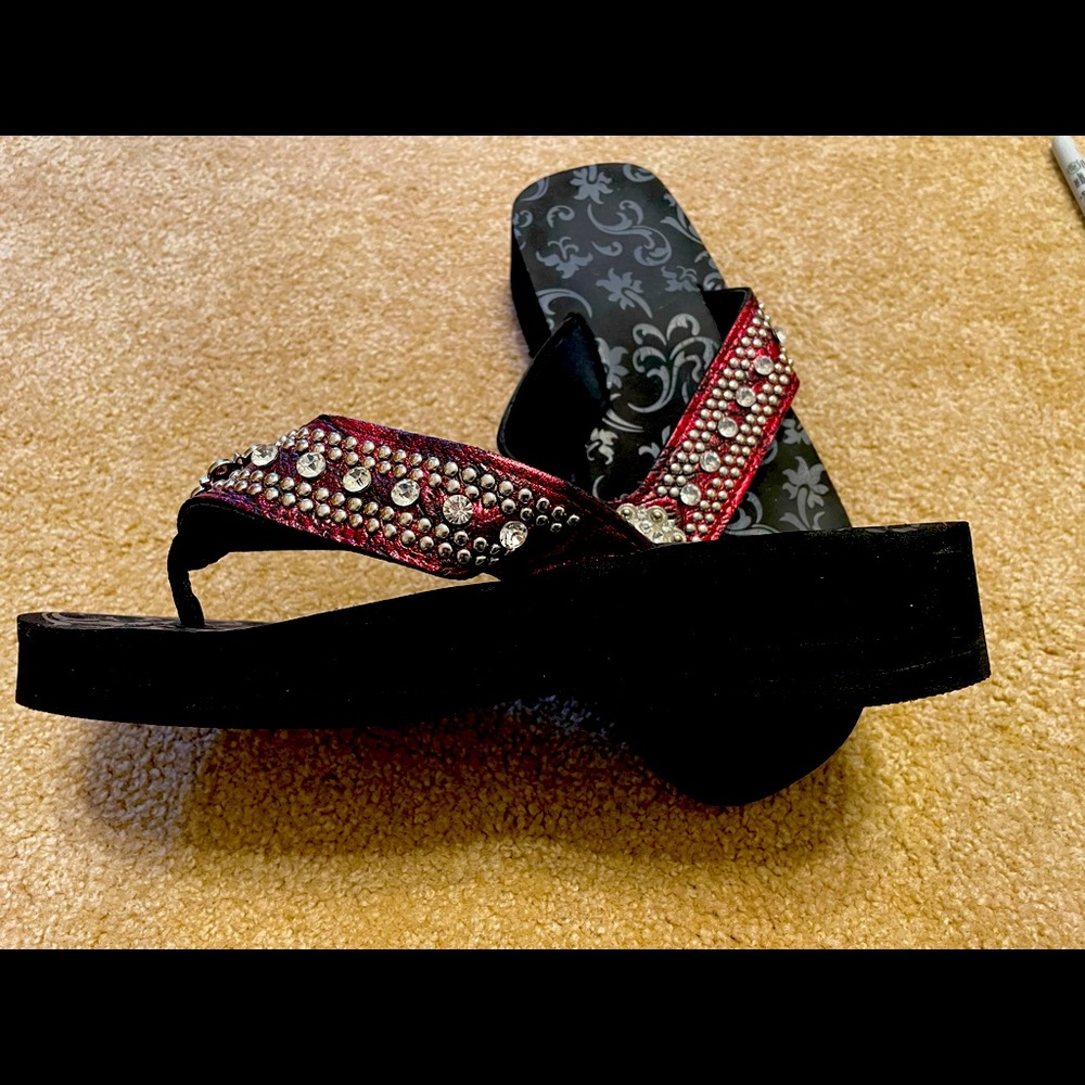 Embellished Thong Wedge Sandal